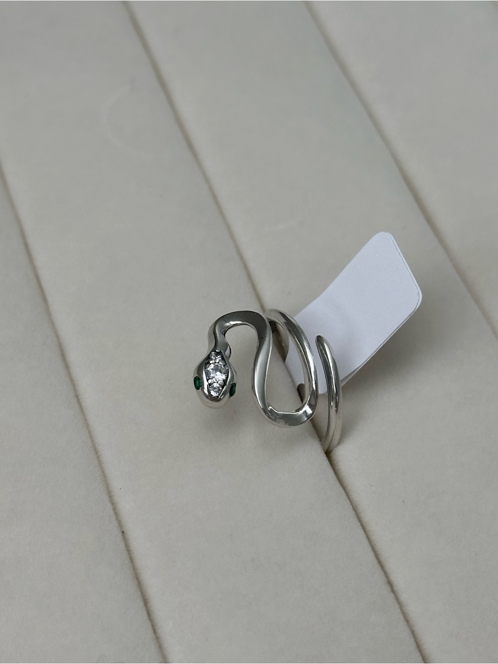 New! Sterling Silver Snake Wrap Ring with Green Accent - Picture 6 of 7